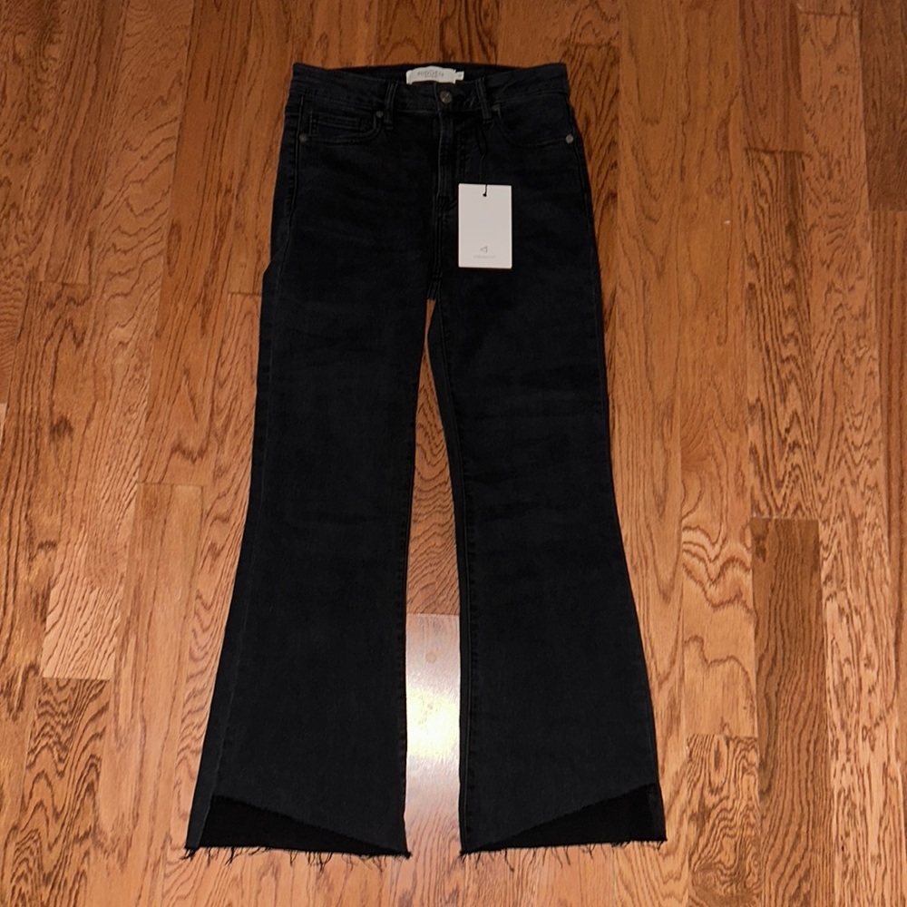 Hidden crop flare black jeans